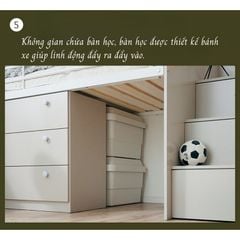 Giường tầng trẻ em kèm bàn học di động - GP365