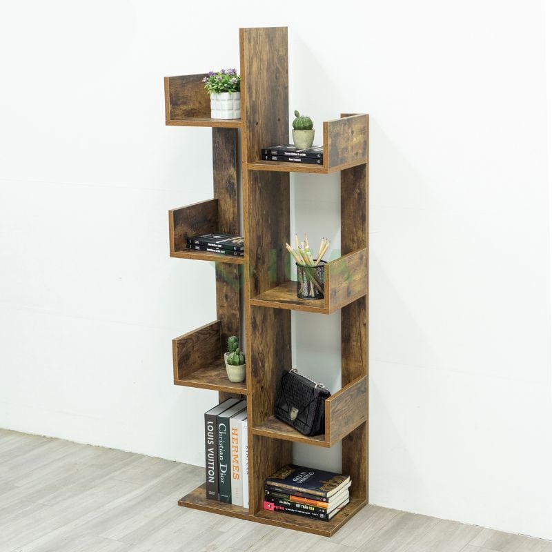Kệ sách hình cây 8 ngăn gỗ cháy - GP198