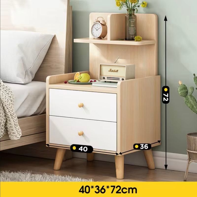 Kệ đầu giường 2 ngăn kéo kèm kệ nhỏ chia ngăn - GP172