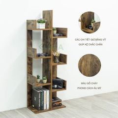 Kệ sách hình cây 8 ngăn gỗ cháy - GP198