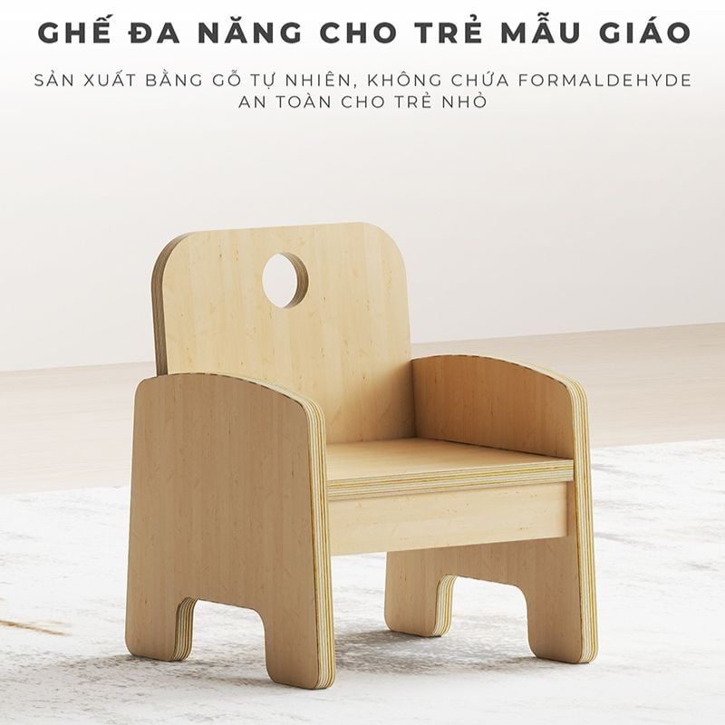 Ghế gỗ dáng tròn cho trẻ - PG15