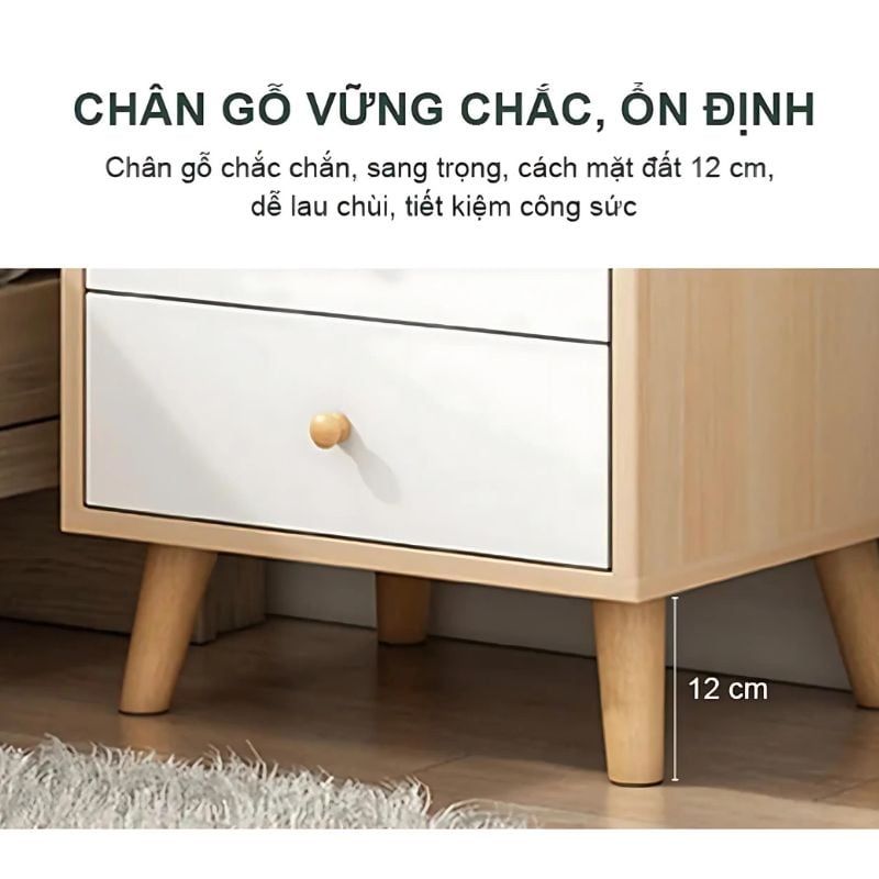 Kệ đầu giường 2 ngăn kéo kèm kệ nhỏ chia ngăn - GP172