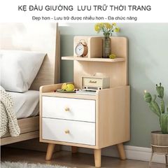 Kệ đầu giường 2 ngăn kéo kèm kệ nhỏ chia ngăn - GP172