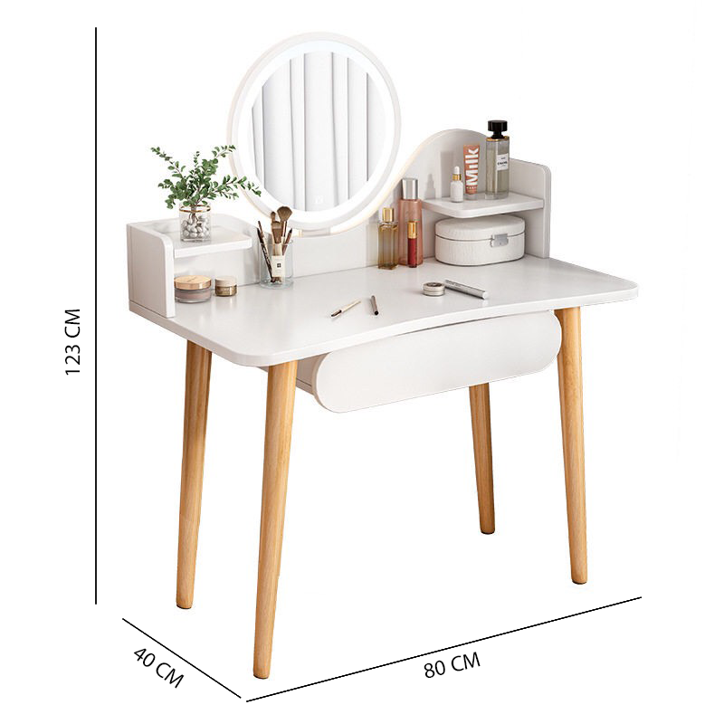Combo bàn trang điểm GP201.01 trắng và ghế GP138.01 trắng