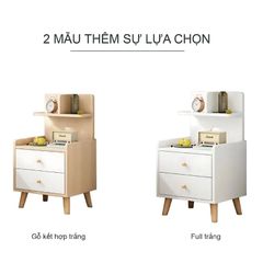 Kệ đầu giường 2 ngăn kéo kèm kệ nhỏ chia ngăn - GP172