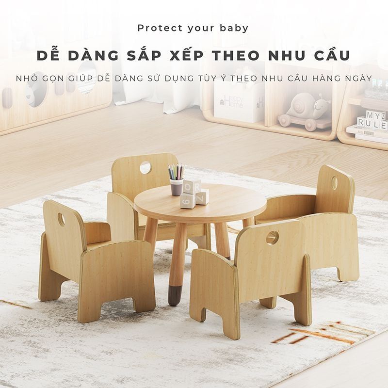 Ghế gỗ dáng tròn cho trẻ - PG15