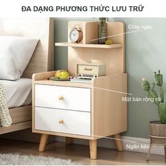 Kệ đầu giường 2 ngăn kéo kèm kệ nhỏ chia ngăn - GP172