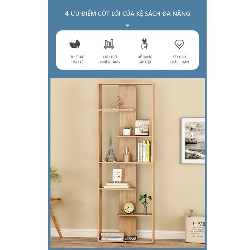 Kệ sách đứng ziczac 6 tầng tối giản - GP216