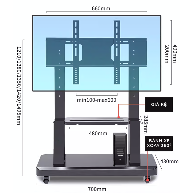 Giá treo ti vi di động GM172