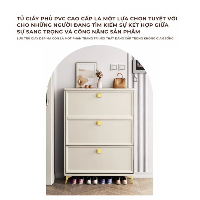Tủ giày TC 3 cánh lật trắng GP332