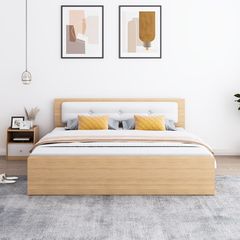 Giường đơn có ngăn kéo vân gỗ trắng 1m6x2m GP239
