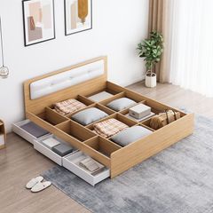 Giường đơn có ngăn kéo vân gỗ trắng 1m6x2m GP239