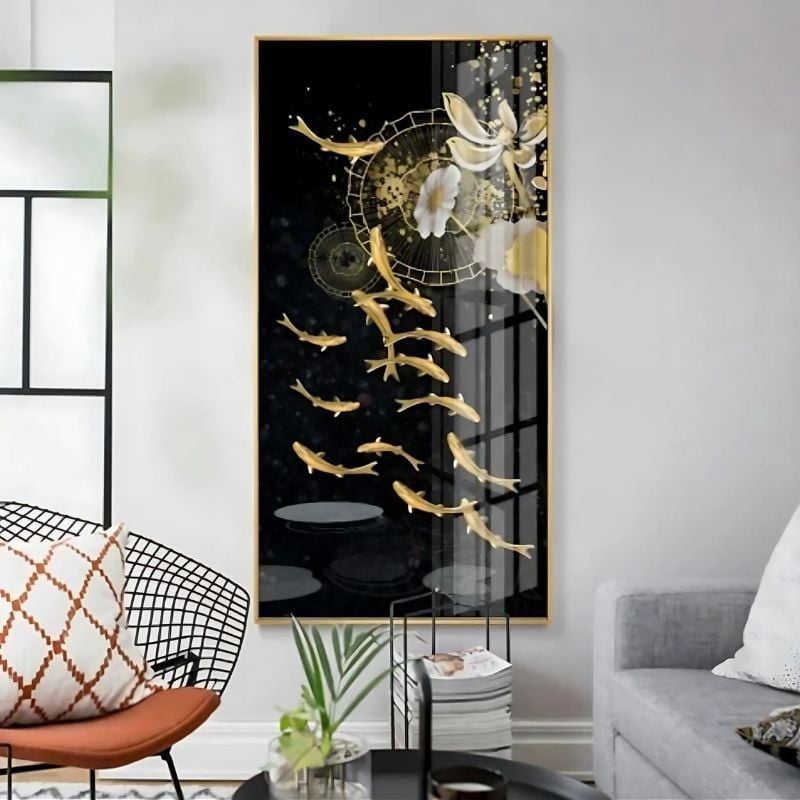 Tranh treo tường đơn giản hình cá và hoa - GD09