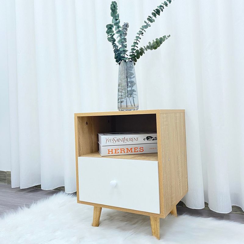 Kệ đầu giường gỗ 2 tầng có ngăn kéo hiện đại - GP109