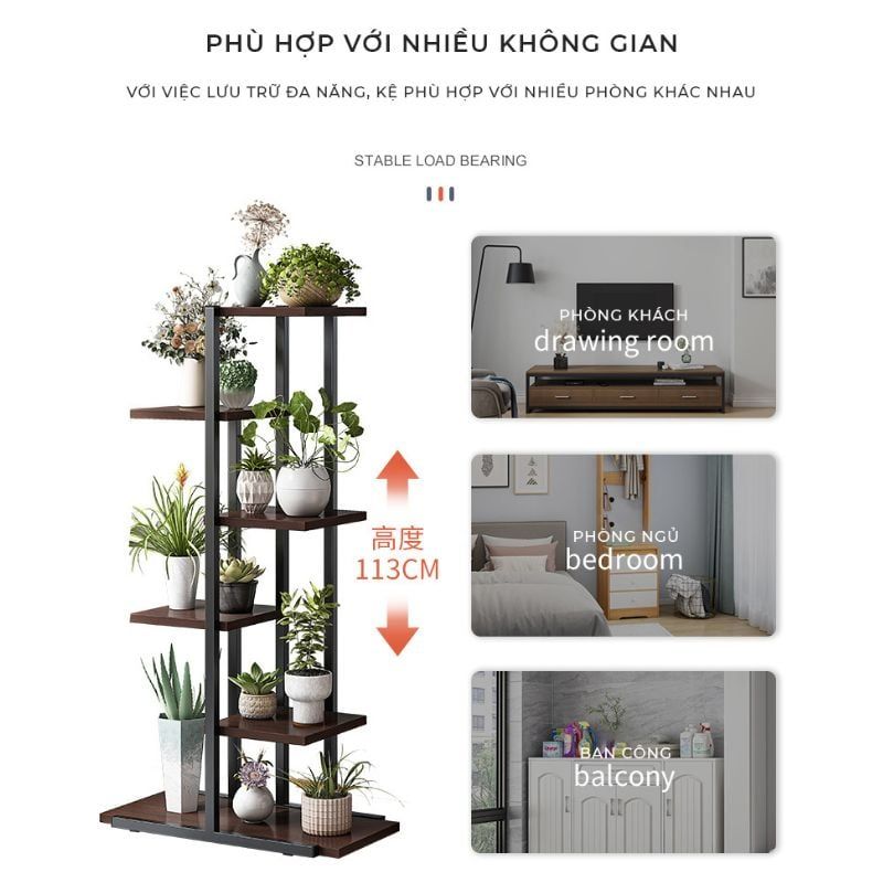 Kệ để chậu hoa chậu cây đa tầng gỗ MDF khung thép - GM159