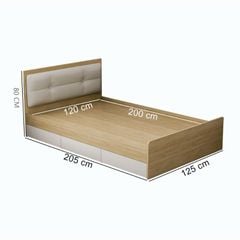 Giường đơn có ngăn kéo vân gỗ trắng 1m6x2m GP239