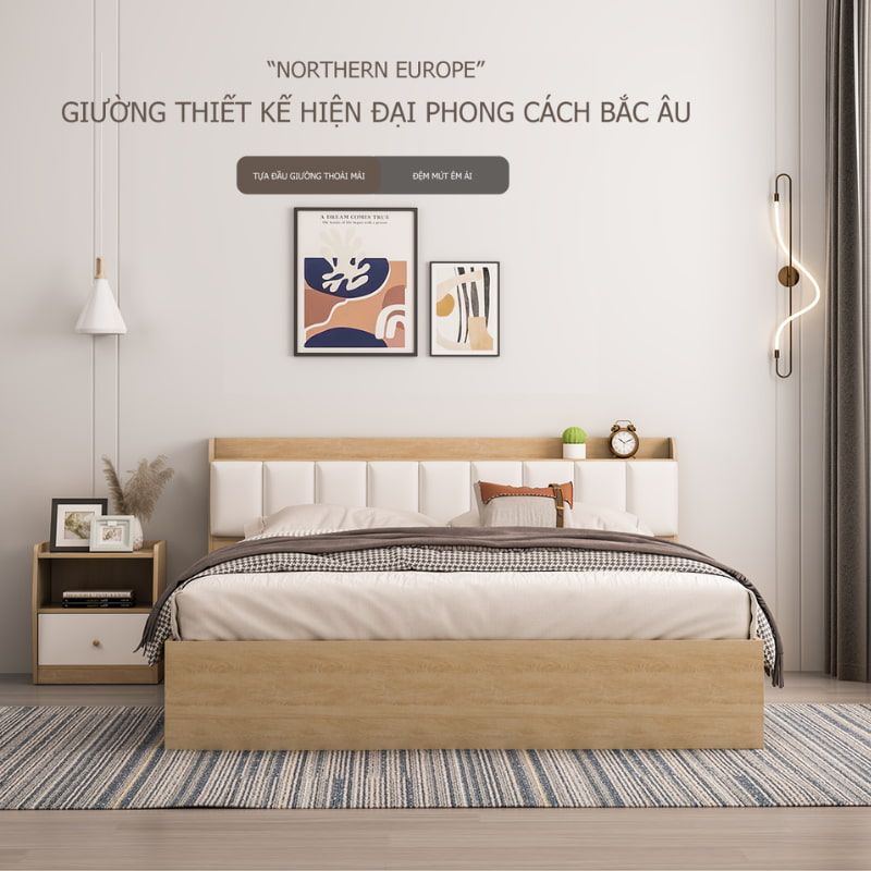 Giường ngủ bọc nệm cao cấp, hiện đại - GP240