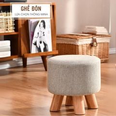Ghế đôn tròn 4 chân gỗ bọc da mini nhiều màu hiện đại - GP28