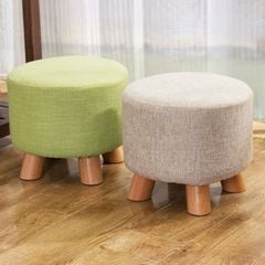 Ghế đôn tròn 4 chân gỗ bọc da mini nhiều màu hiện đại - GP28