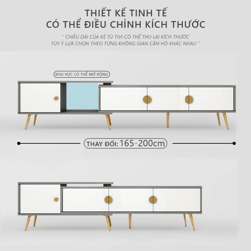 Kệ tivi có thể mở rộng chân mạ vàng phong cách Bắc Âu - GP277