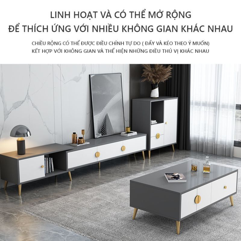 Kệ tivi có thể mở rộng chân mạ vàng phong cách Bắc Âu - GP277