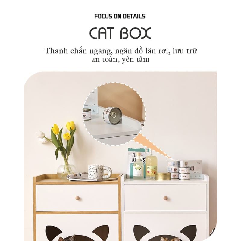Tab Đầu Giường Kết Hợp Cat Box Có Chân đa năng - GP195