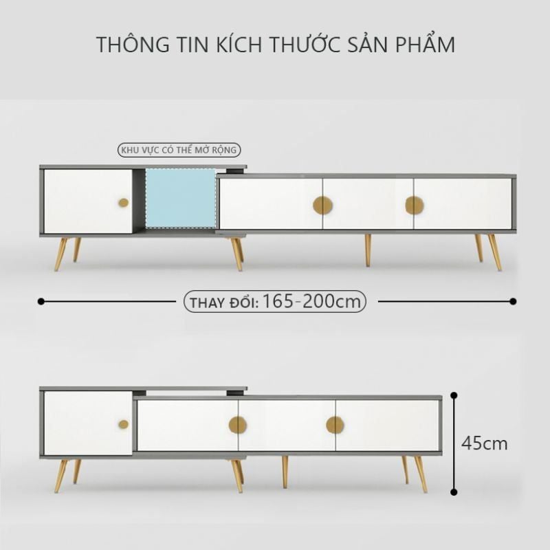 Kệ tivi có thể mở rộng chân mạ vàng phong cách Bắc Âu - GP277
