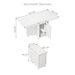 Bàn ăn thông minh trắng, có bánh xe di chuyển dễ dàng, tiện lợi - GP372