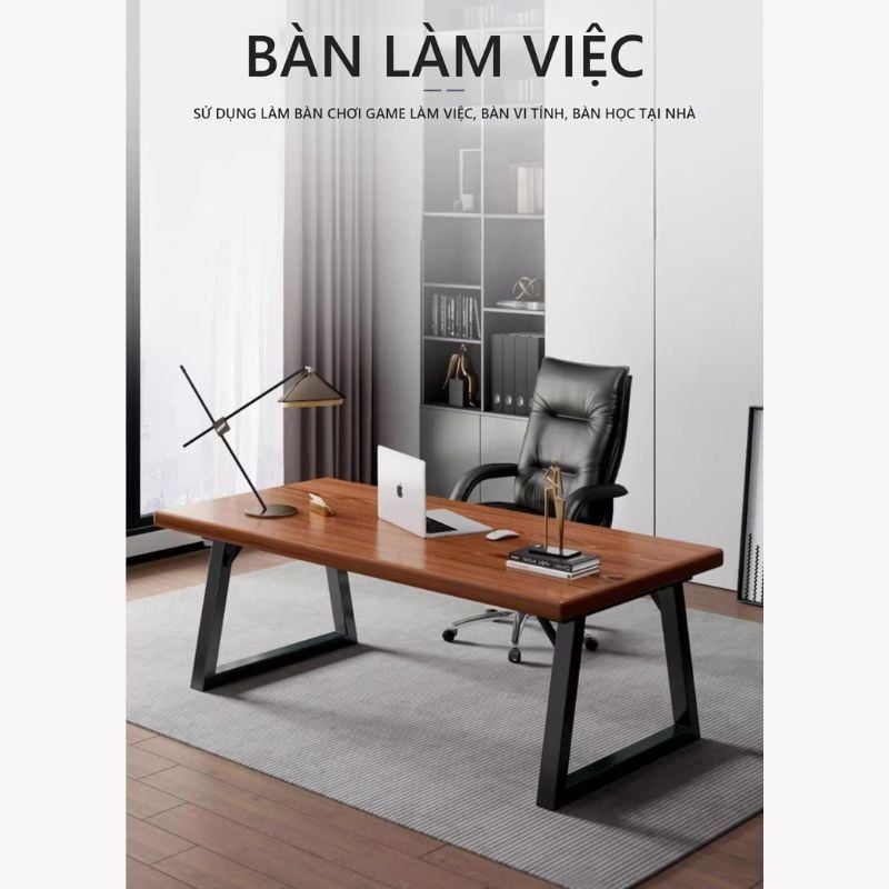Bàn làm việc gỗ khung chân sắt cao cấp, sang trọng - GM121