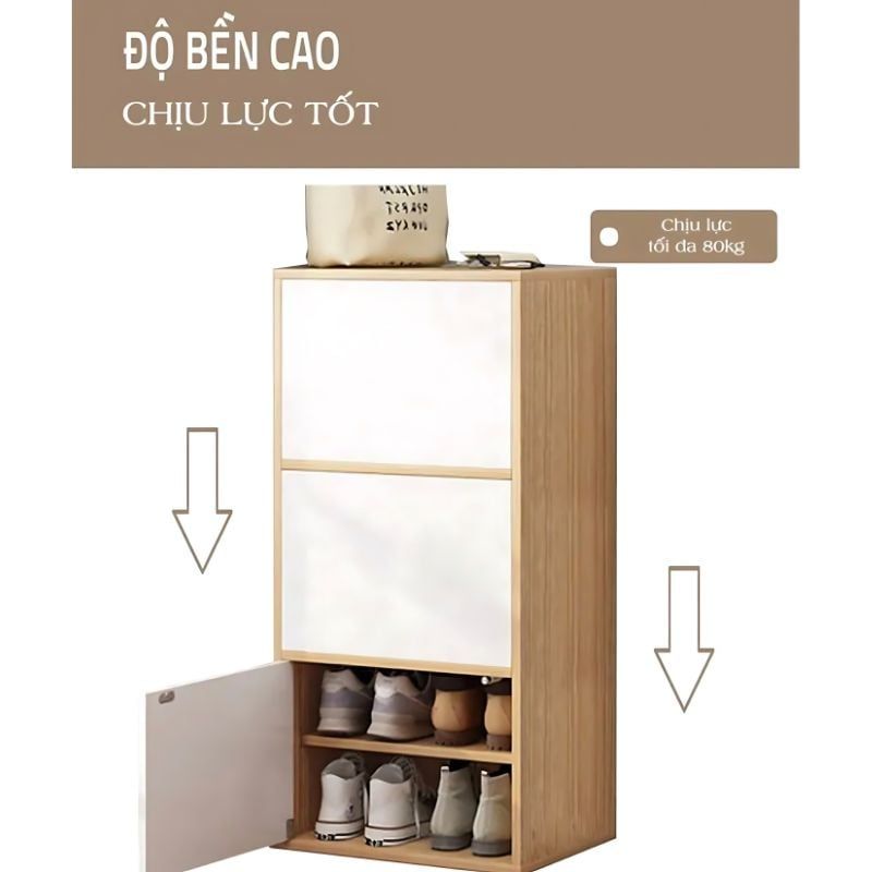 Tủ giày gỗ Gogi 3 ngăn 6 tầng cánh mở - GP146