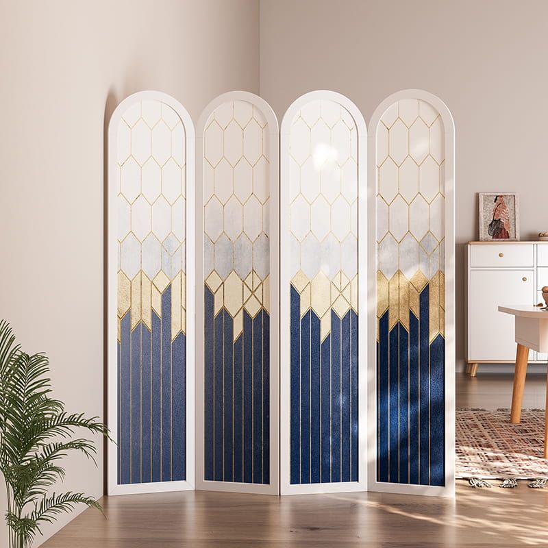 Bình phong  vách ngăn thiết kế in hoạ tiết xanh dương - BP.IN.12