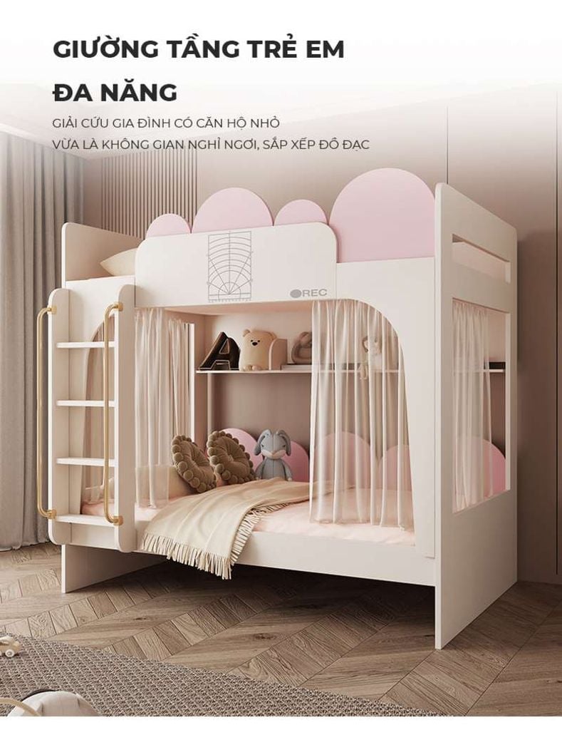 Giường tầng trẻ em, thông minh, phong cách dễ thương, hiện đại - GP360