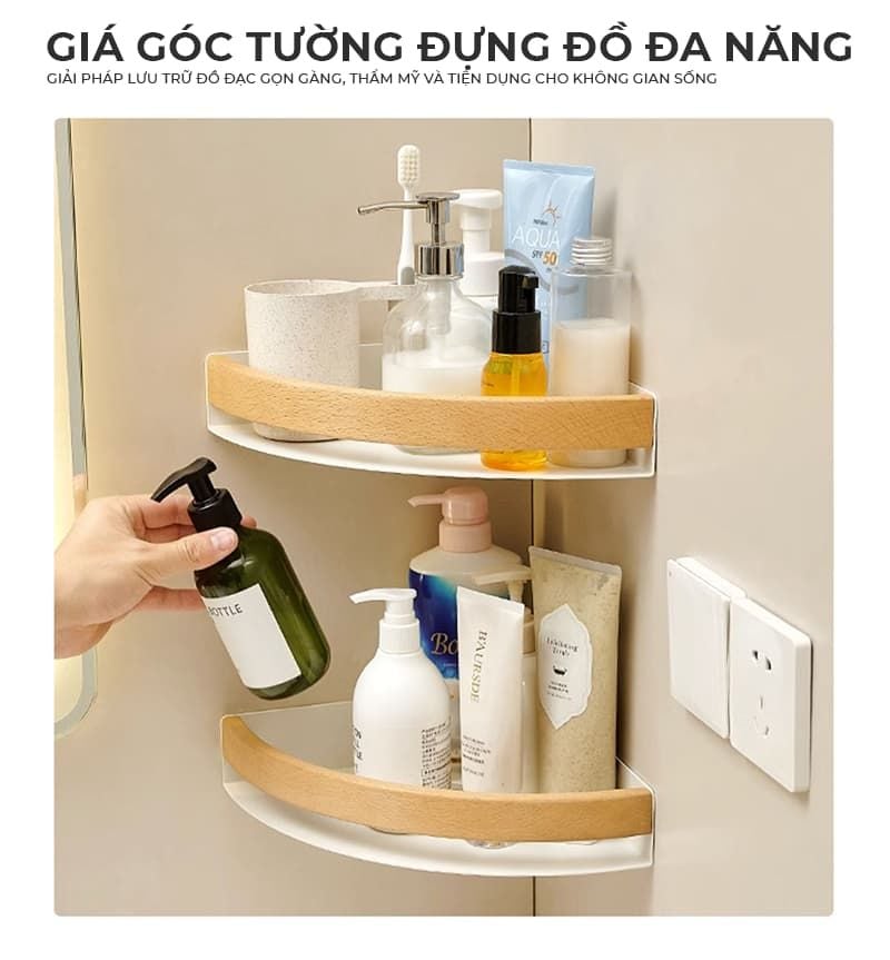 Kệ góc nhà tắm dán tường nhỏ gọn, chắc chắn - GM201