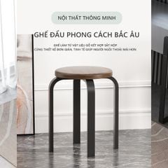 Ghế chân sắt mặt gỗ màu óc chó - GM104
