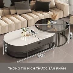 Bàn trà sofa elip TC khung đen GM149