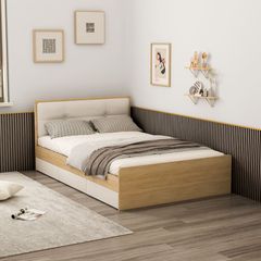 Giường đơn có ngăn kéo vân gỗ trắng 1m6x2m GP239