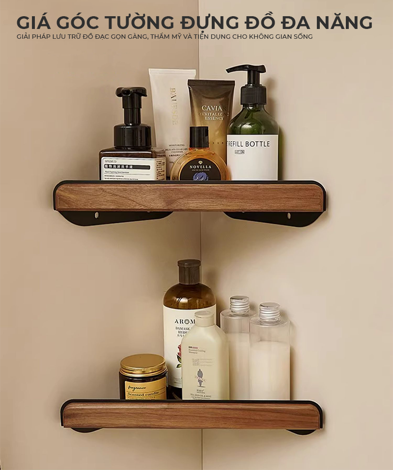 Kệ dán góc tường đa năng gỗ kết hợp kim loại - GM183