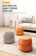 Ghế đôn da tròn trang trí có quai xách - GC25