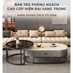 Bàn trà sofa elip TC khung đen GM149