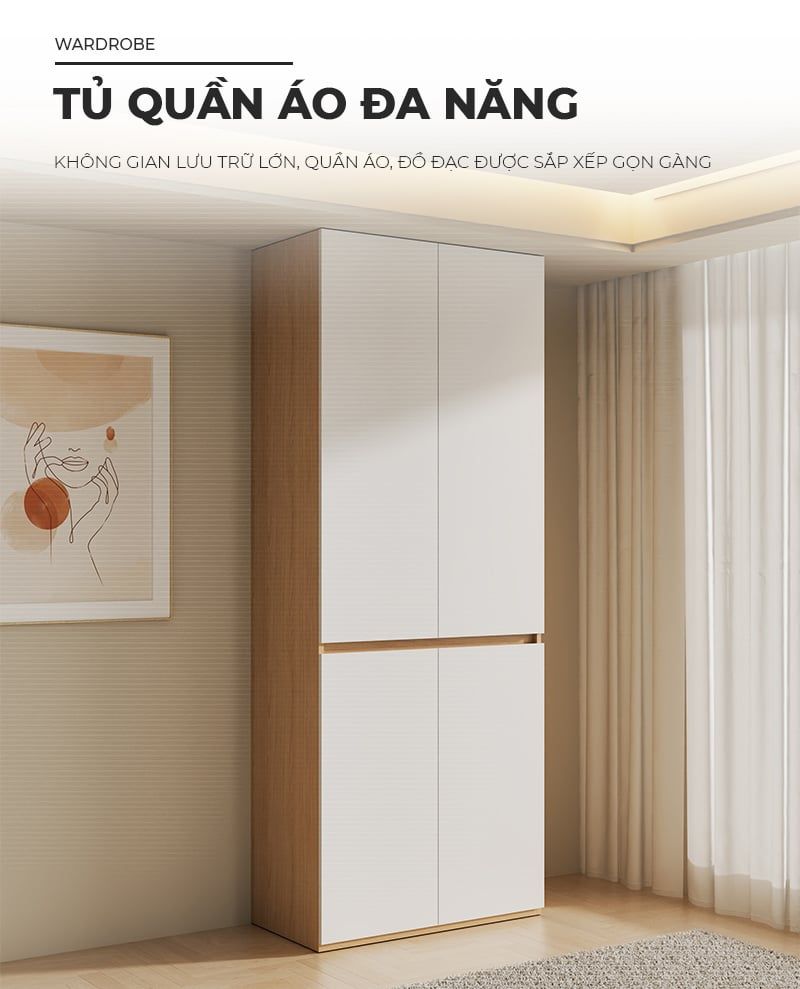 Tủ quần áo đơn vân gỗ trắng GP353