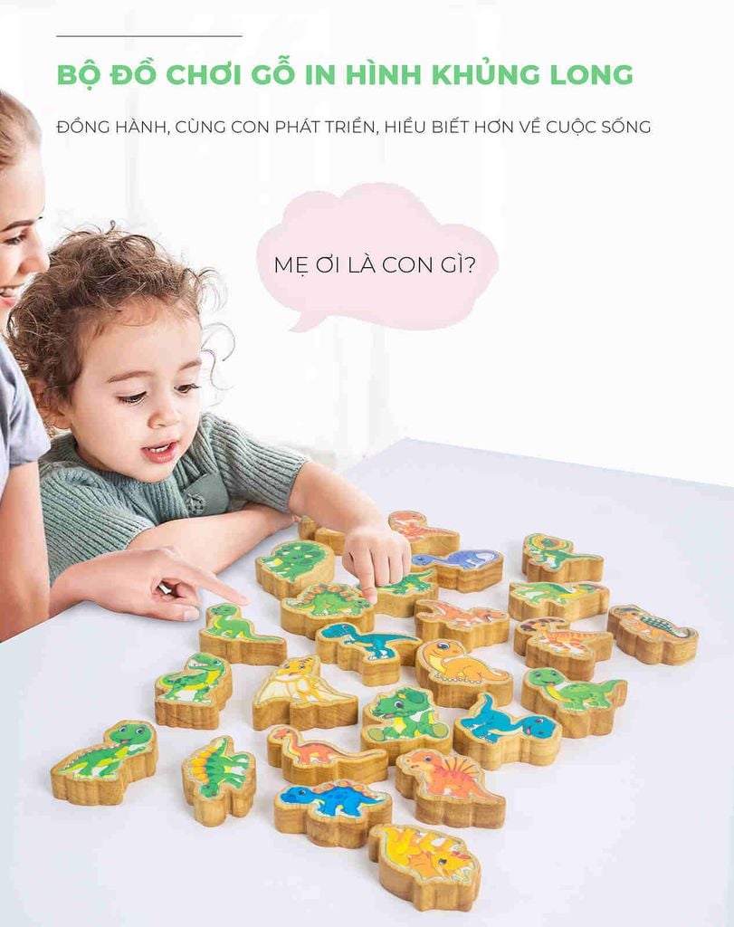 Bộ Đồ Chơi Gỗ Khủng Long 25 Mảnh Sáng Tạo - TOY23