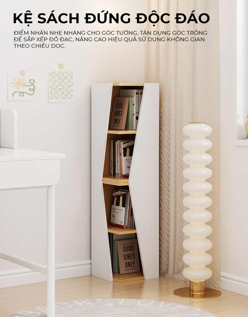 Kệ góc vân gỗ trắng tối giản - GP395