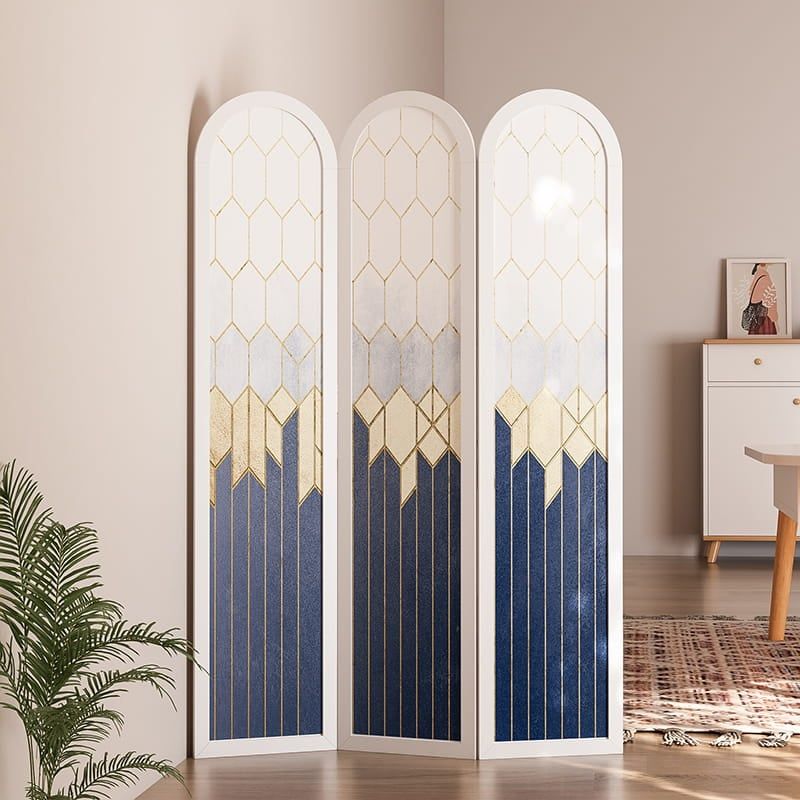 Bình phong  vách ngăn thiết kế in hoạ tiết xanh dương - BP.IN.12