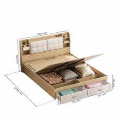 Giường Ngủ Thông Minh Nâng Hạ Có Ngăn Kéo, Kệ Sách - GP235