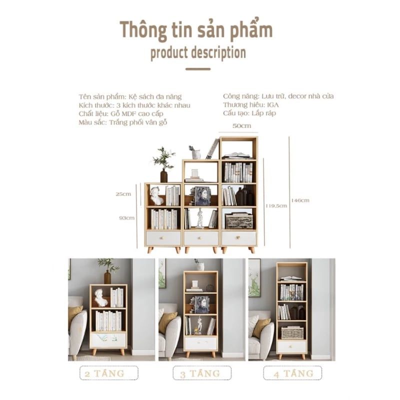 Tủ kệ sách S style đa năng - GP144