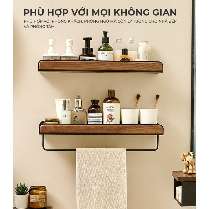 Kệ nhà tắm có móc treo khăn mặt đa kích thước - GM185