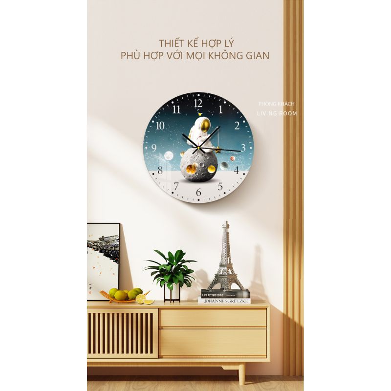 Đồng hồ treo tường hình in UV dáng tròn hiện đại - GD.02