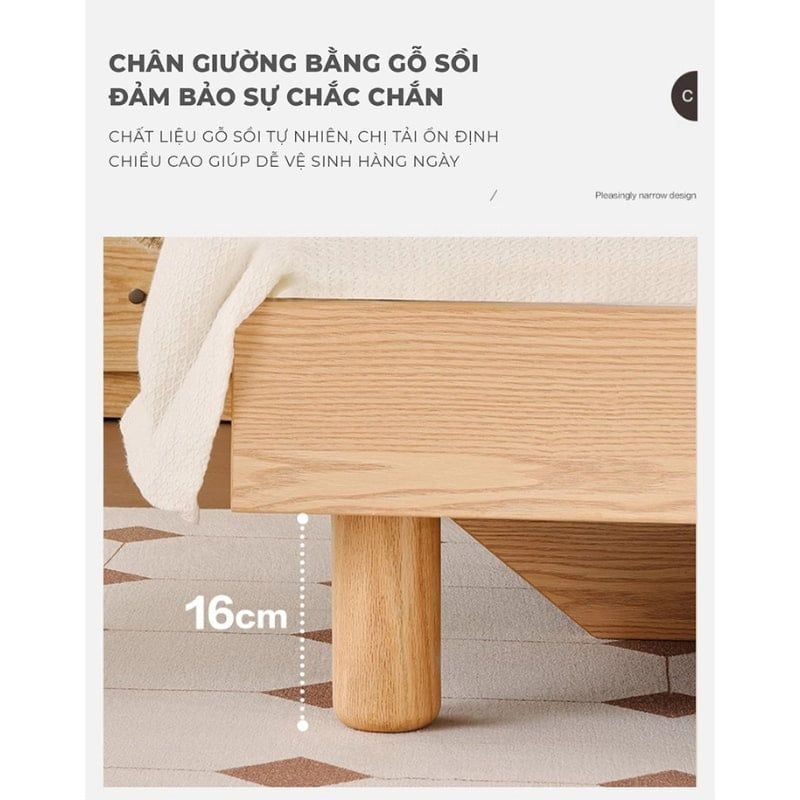 Giường bay vân gỗ trắng cao cấp - GP347