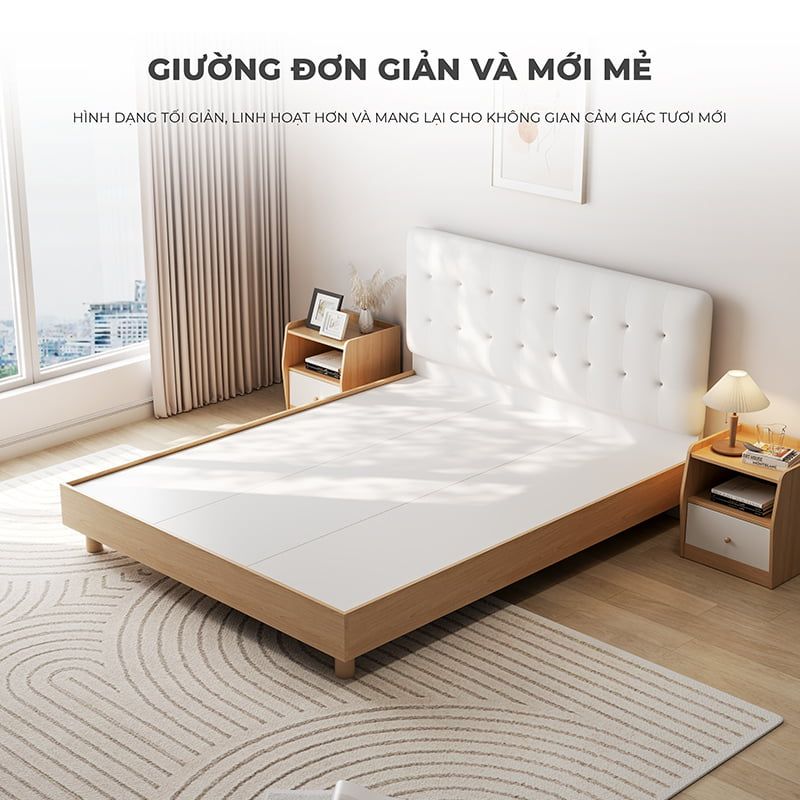 Giường bay vân gỗ trắng cao cấp - GP347