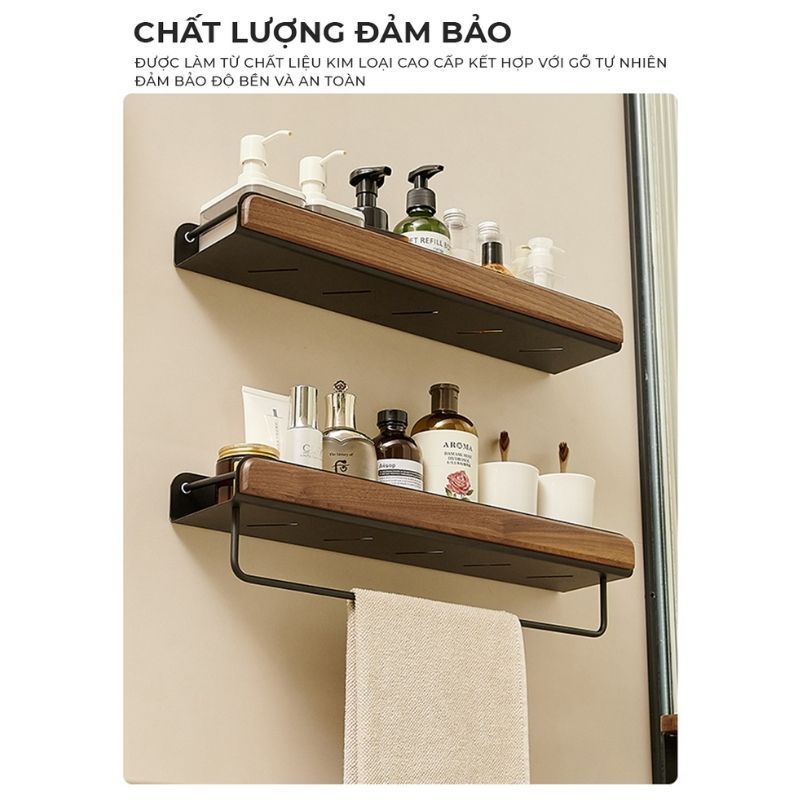 Kệ nhà tắm có móc treo khăn mặt đa kích thước - GM185